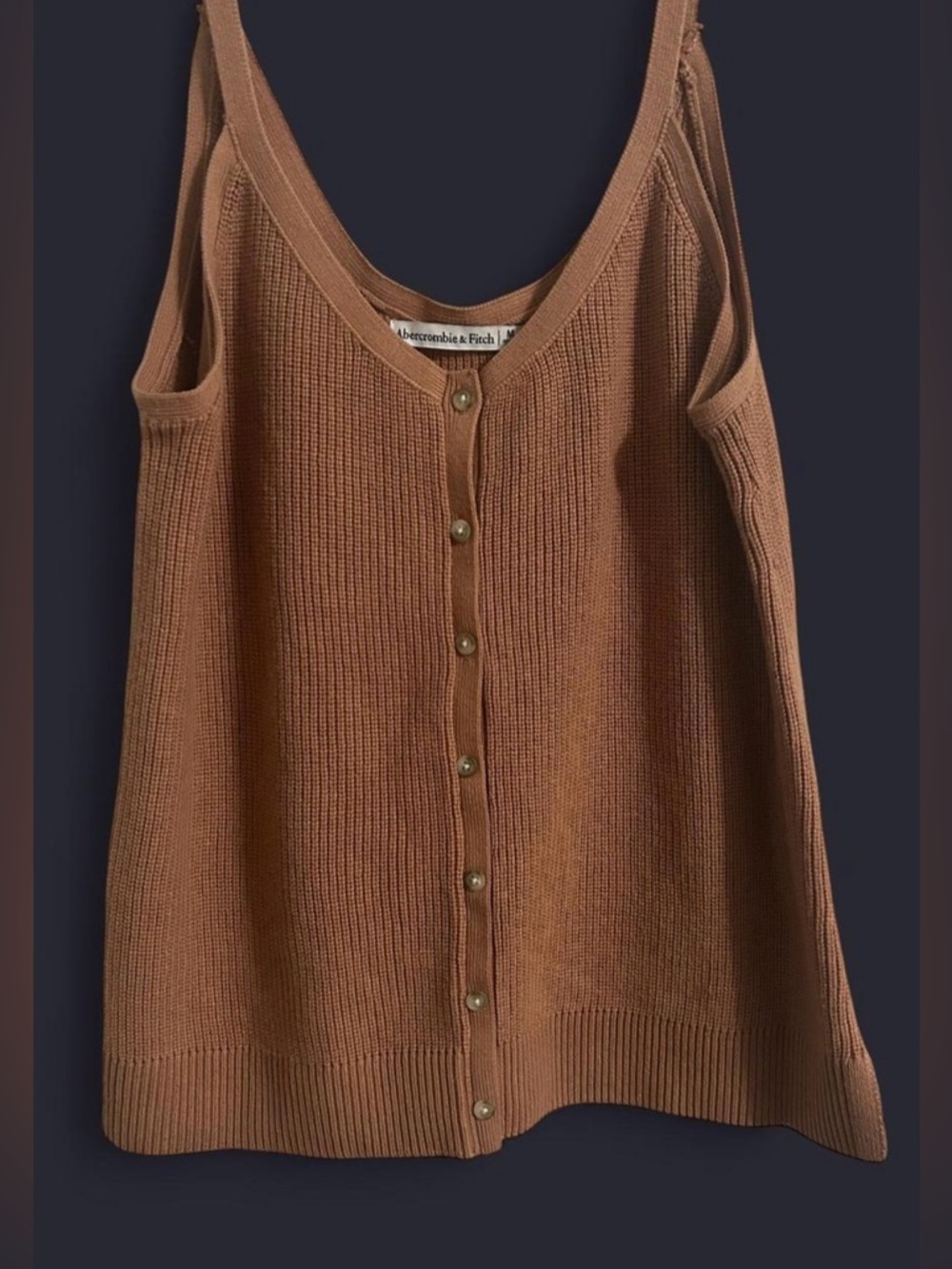 Abercrombie & Fitch Rust Brown Ribbed Button-Front Tank